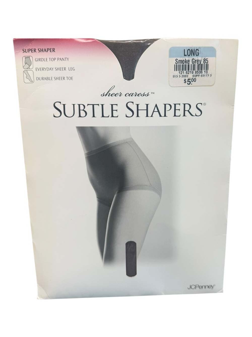Vintage JCPenney Super Shaper Control Top Pantyhose Long Smoke Grey Sheer Toe